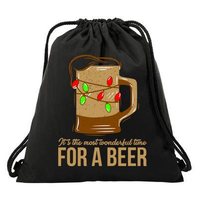 It's The Most Wonderful Time For A Beer Drawstring Bag
