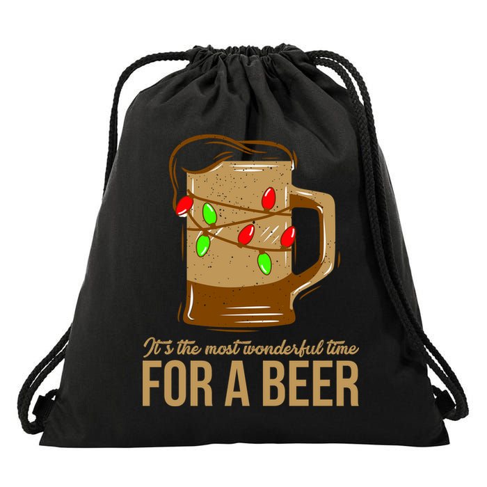 It's The Most Wonderful Time For A Beer Drawstring Bag
