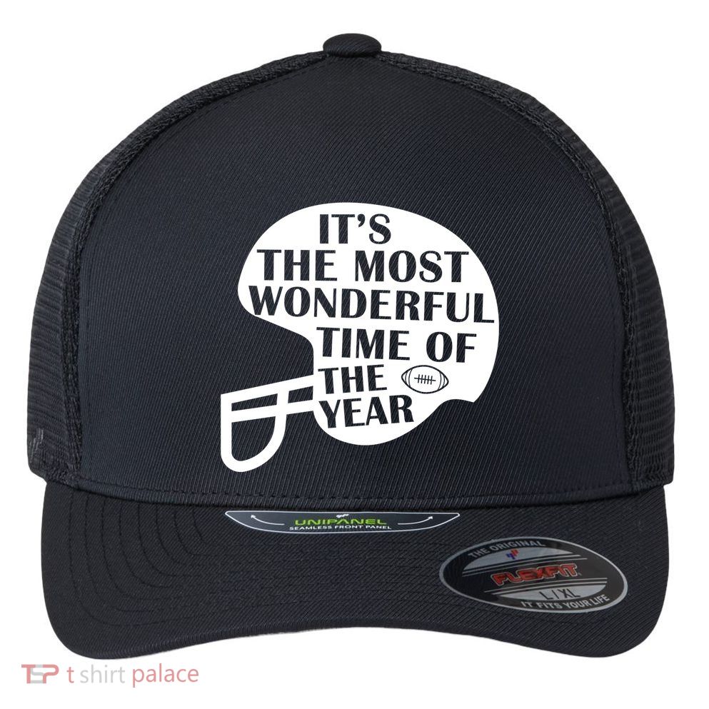It's The Most Wonderful Time Of The Year Football Flexfit Unipanel Trucker Cap