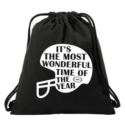 It's The Most Wonderful Time Of The Year Football Drawstring Bag