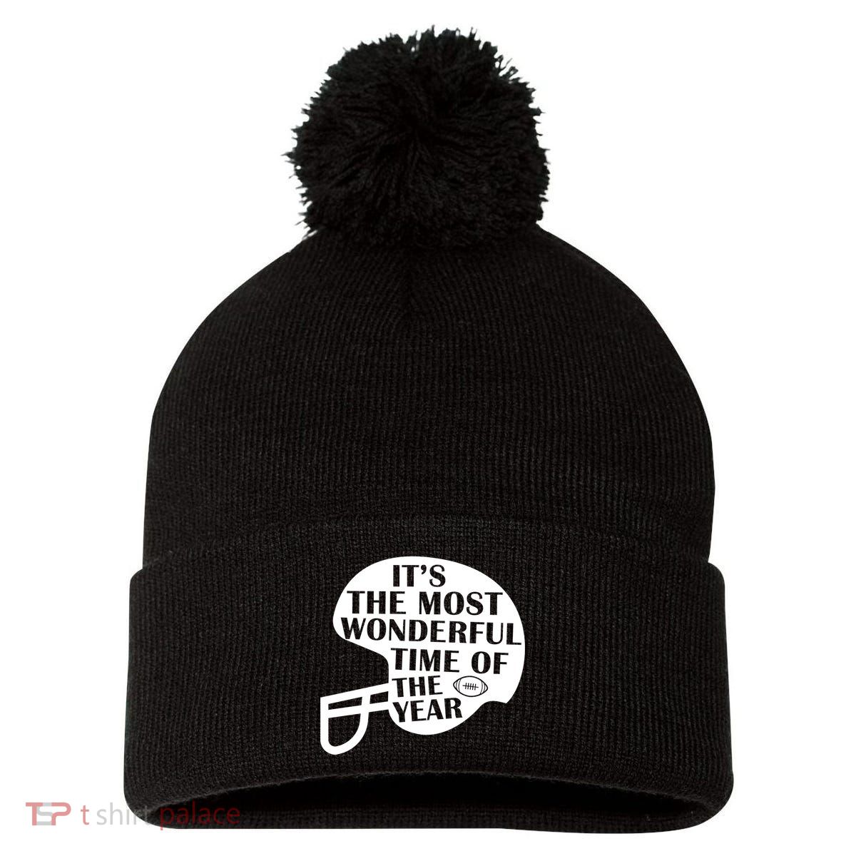 It's The Most Wonderful Time Of The Year Football Pom Pom 12in Knit Beanie