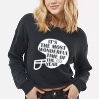 It's The Most Wonderful Time Of The Year Football Cropped Pullover Crew