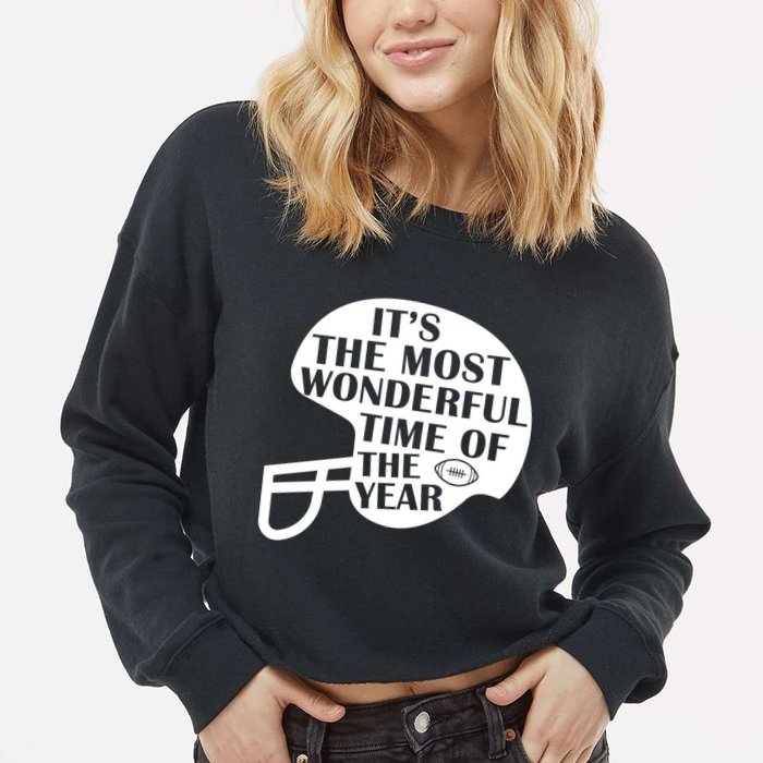 It's The Most Wonderful Time Of The Year Football Cropped Pullover Crew
