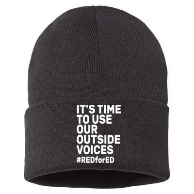 It's Time To Use Our Outside Voice Red For Ed Sustainable Knit Beanie