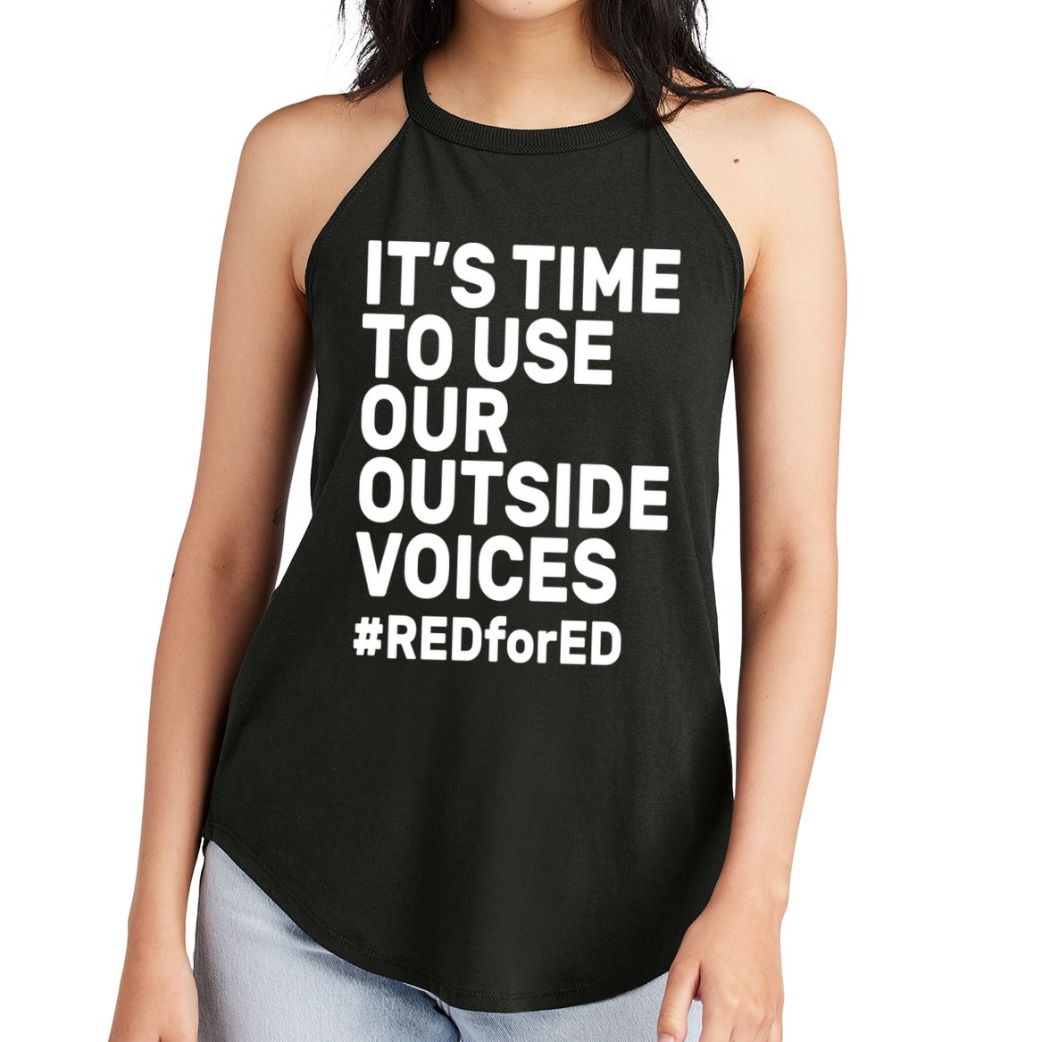 It's Time To Use Our Outside Voice Red For Ed Women's Perfect Tri Rocker Tank