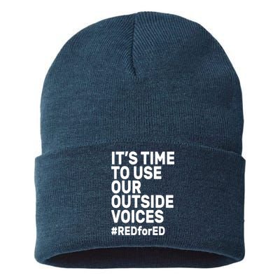 It's Time To Use Our Outside Voice Red For Ed Sustainable Knit Beanie