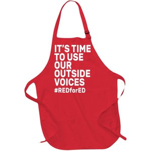 It's Time To Use Our Outside Voice Red For Ed Full-Length Apron With Pockets