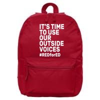 It's Time To Use Our Outside Voice Red For Ed 16 in Basic Backpack