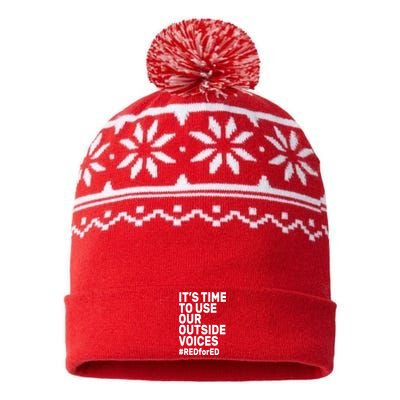 It's Time To Use Our Outside Voice Red For Ed USA-Made Snowflake Beanie