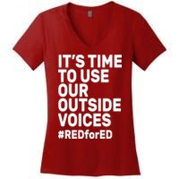 It's Time To Use Our Outside Voice Red For Ed Women's V-Neck T-Shirt