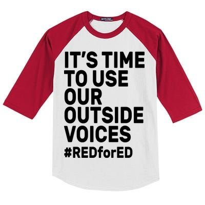 It's Time To Use Our Outside Voice Red For Ed Kids Colorblock Raglan Jersey