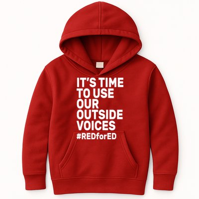 It's Time To Use Our Outside Voice Red For Ed Kids Hoodie