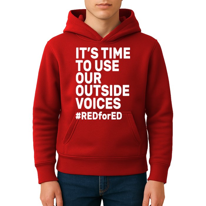 It's Time To Use Our Outside Voice Red For Ed Kids Hoodie