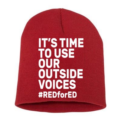 It's Time To Use Our Outside Voice Red For Ed Short Acrylic Beanie