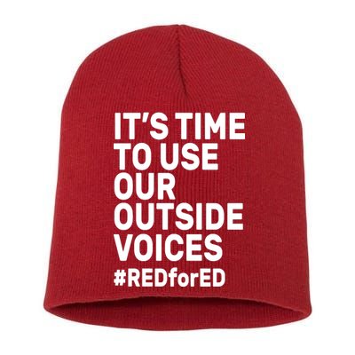 It's Time To Use Our Outside Voice Red For Ed Short Acrylic Beanie