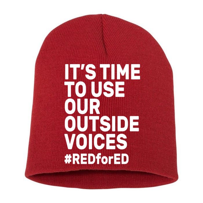 It's Time To Use Our Outside Voice Red For Ed Short Acrylic Beanie