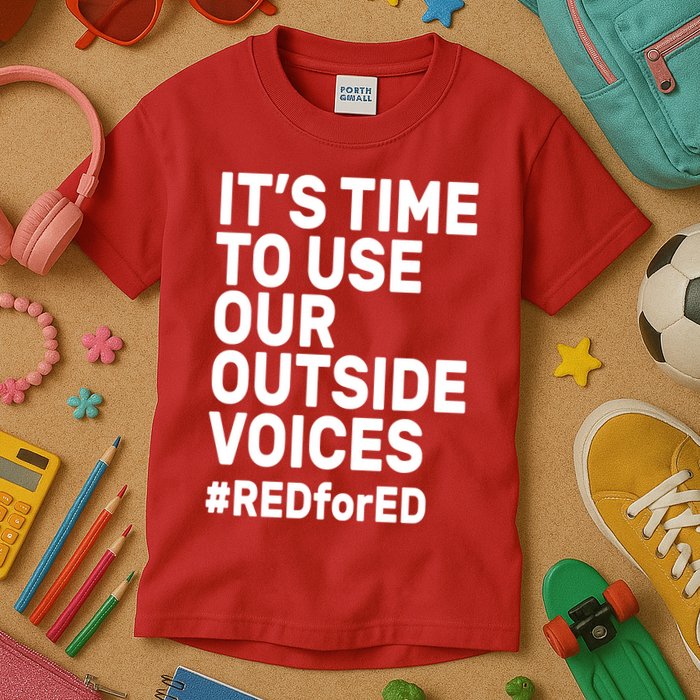 It's Time To Use Our Outside Voice Red For Ed Kids T-Shirt