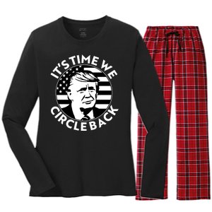 It's Time We Circle Back Trump 2024 Election Women's Long Sleeve Flannel Pajama Set 