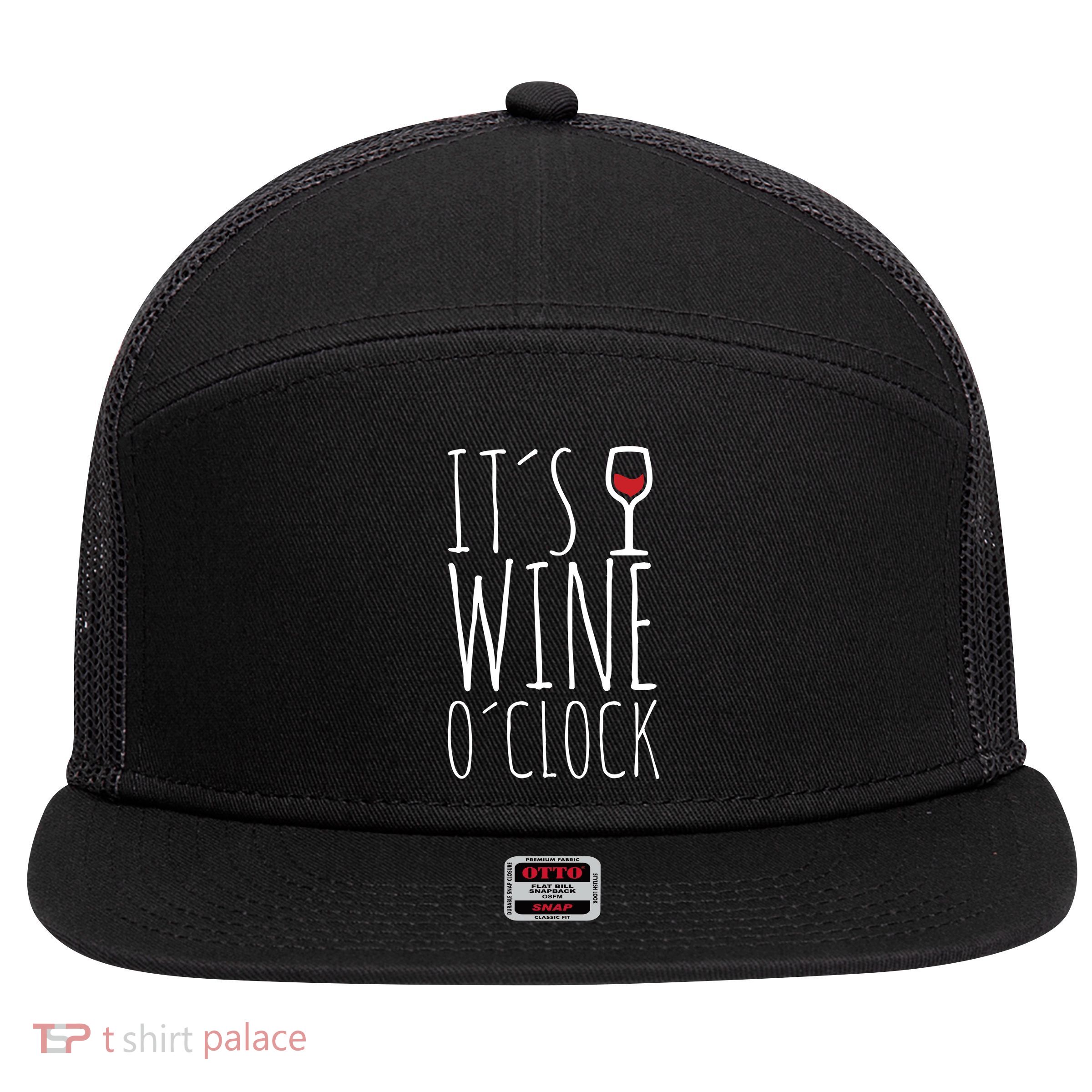 It's Wine O'Clock 7 Panel Mesh Trucker Snapback Hat
