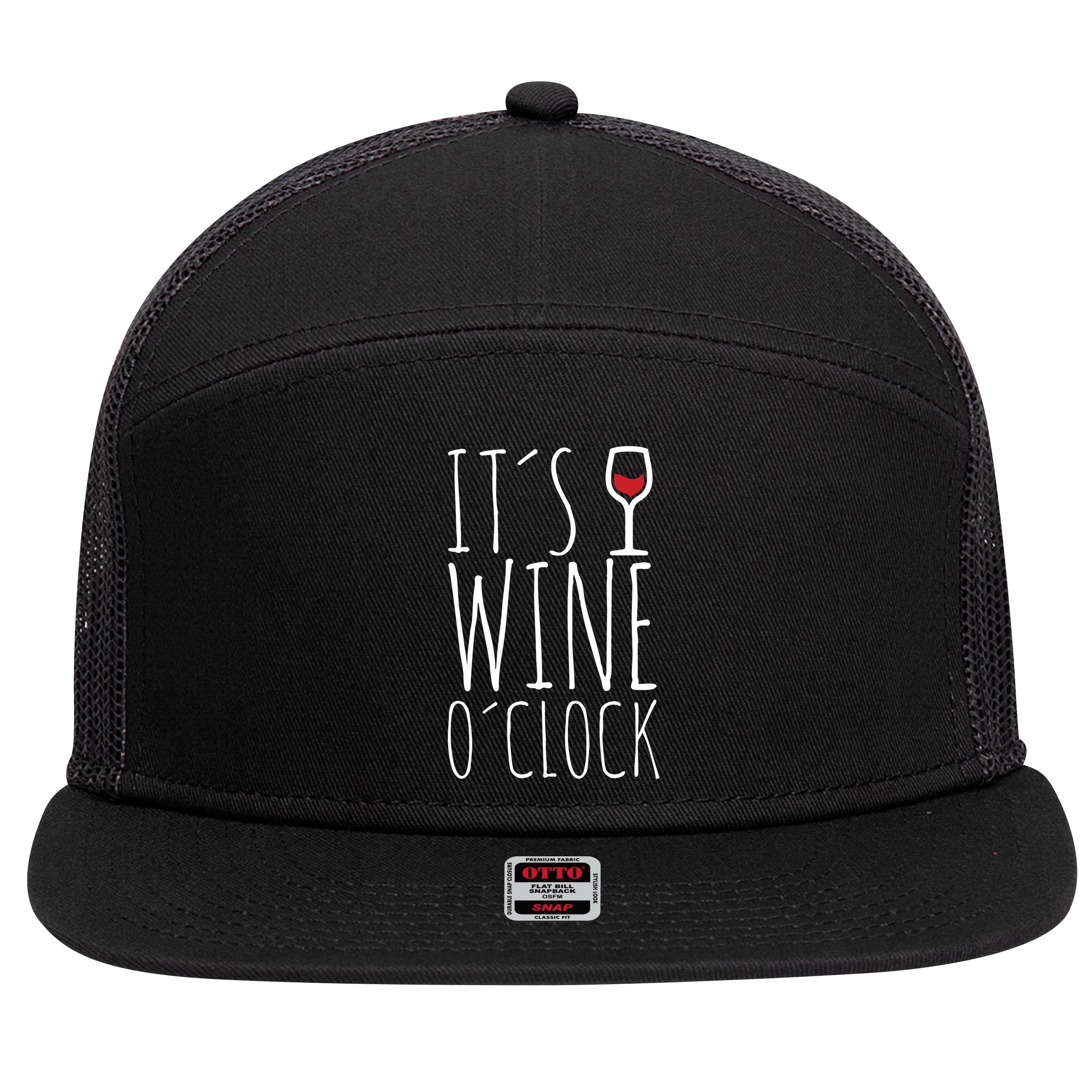 It's Wine O'Clock 7 Panel Mesh Trucker Snapback Hat