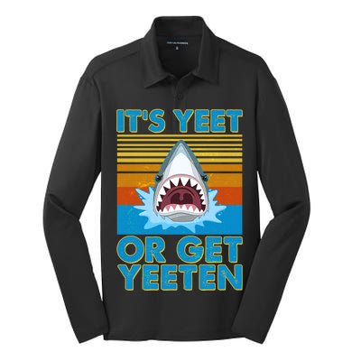 It's Yeet or Get Yeeten Shark Attack Silk Touch Performance Long Sleeve Polo