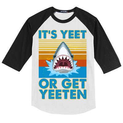 It's Yeet or Get Yeeten Shark Attack Kids Colorblock Raglan Jersey