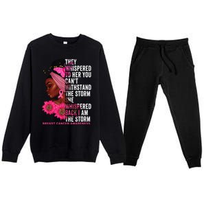 I'm The Storm Black Breast Cancer Survivor Pink Ribbon Premium Crewneck Sweatsuit Set