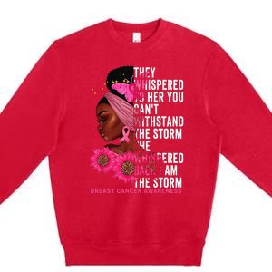 I'm The Storm Black Breast Cancer Survivor Pink Ribbon Premium Crewneck Sweatshirt