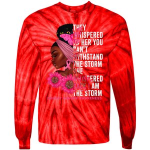 I'm The Storm Black Breast Cancer Survivor Pink Ribbon Tie-Dye Long Sleeve Shirt