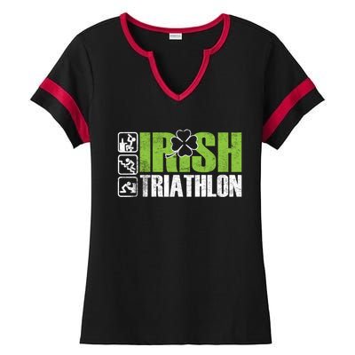 Irish Triathlon Sport Ing Happy St Patrick's Day Funny Gift Ladies Halftime Notch Neck Tee