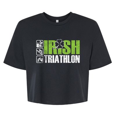 Irish Triathlon Sport Ing Happy St Patrick's Day Funny Gift Bella+Canvas Jersey Crop Tee