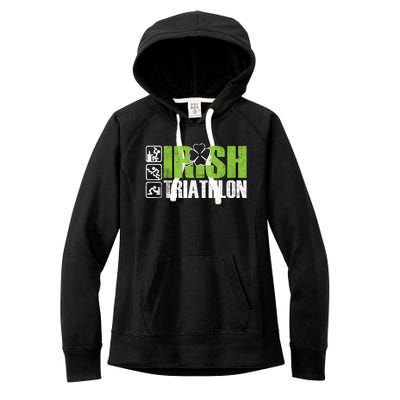 Irish Triathlon Sport Ing Happy St Patrick's Day Funny Gift Women's Fleece Hoodie