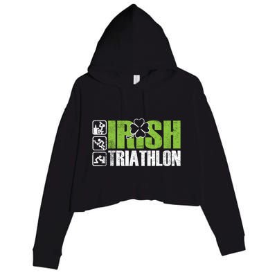 Irish Triathlon Sport Ing Happy St Patrick's Day Funny Gift Crop Fleece Hoodie