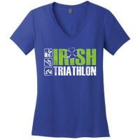 Irish Triathlon Sport Ing Happy St Patrick's Day Funny Gift Women's V-Neck T-Shirt