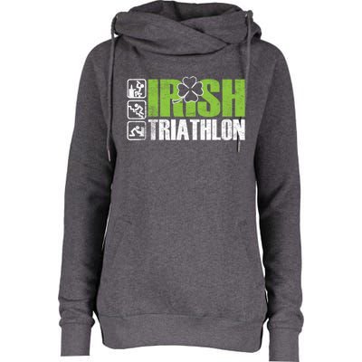 Irish Triathlon Sport Ing Happy St Patrick's Day Funny Gift Womens Funnel Neck Pullover Hood