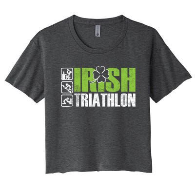 Irish Triathlon Sport Ing Happy St Patrick's Day Funny Gift Women's Crop Top Tee