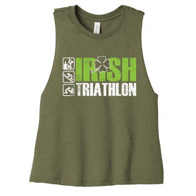 Irish Triathlon Sport Ing Happy St Patrick's Day Funny Gift Women's Racerback Cropped Tank