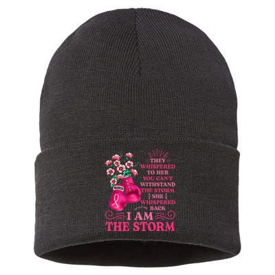 I'm The Storm Boxing Warrior Pink Ribbon  Breast Cancer Sustainable Knit Beanie