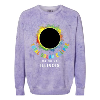 Illinois Total Solar Eclipse Totality April 8 2024 Tie Dye Colorblast Crewneck Sweatshirt