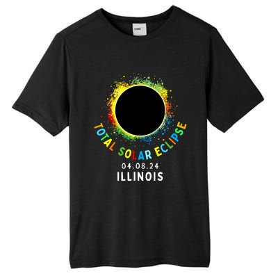 Illinois Total Solar Eclipse Totality April 8 2024 Tie Dye Tall Fusion ChromaSoft Performance T-Shirt