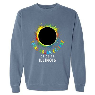 Illinois Total Solar Eclipse Totality April 8 2024 Tie Dye Garment-Dyed Sweatshirt