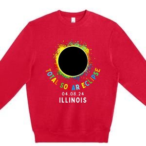 Illinois Total Solar Eclipse Totality April 8 2024 Tie Dye Premium Crewneck Sweatshirt