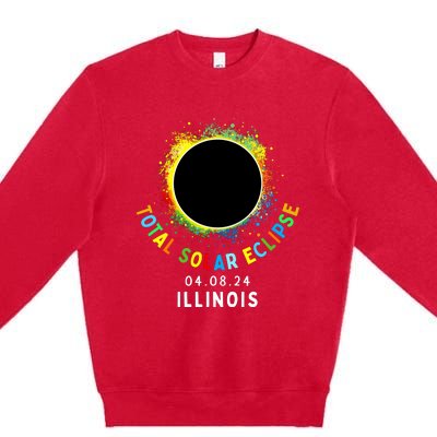 Illinois Total Solar Eclipse Totality April 8 2024 Tie Dye Premium Crewneck Sweatshirt