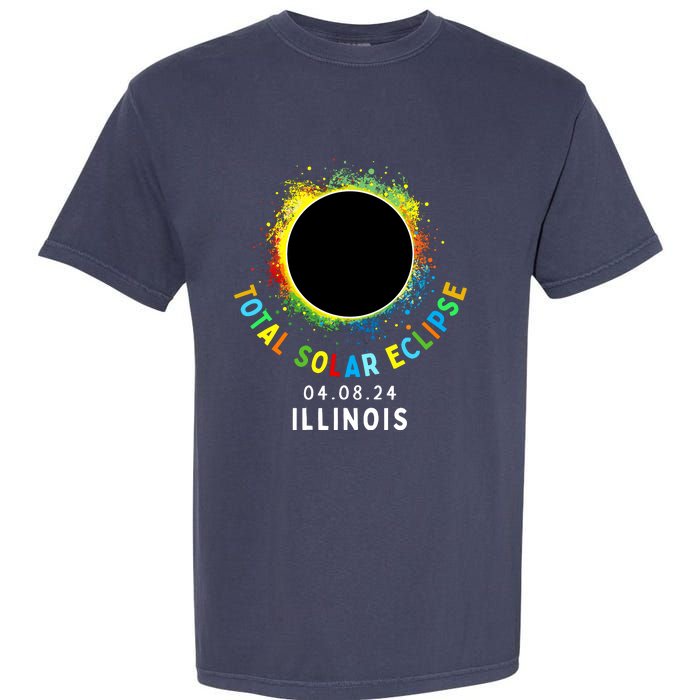 Illinois Total Solar Eclipse Totality April 8 2024 Tie Dye Garment-Dyed Heavyweight T-Shirt