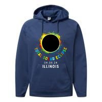 Illinois Total Solar Eclipse Totality April 8 2024 Tie Dye Performance Fleece Hoodie