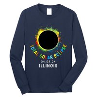 Illinois Total Solar Eclipse Totality April 8 2024 Tie Dye Long Sleeve Shirt