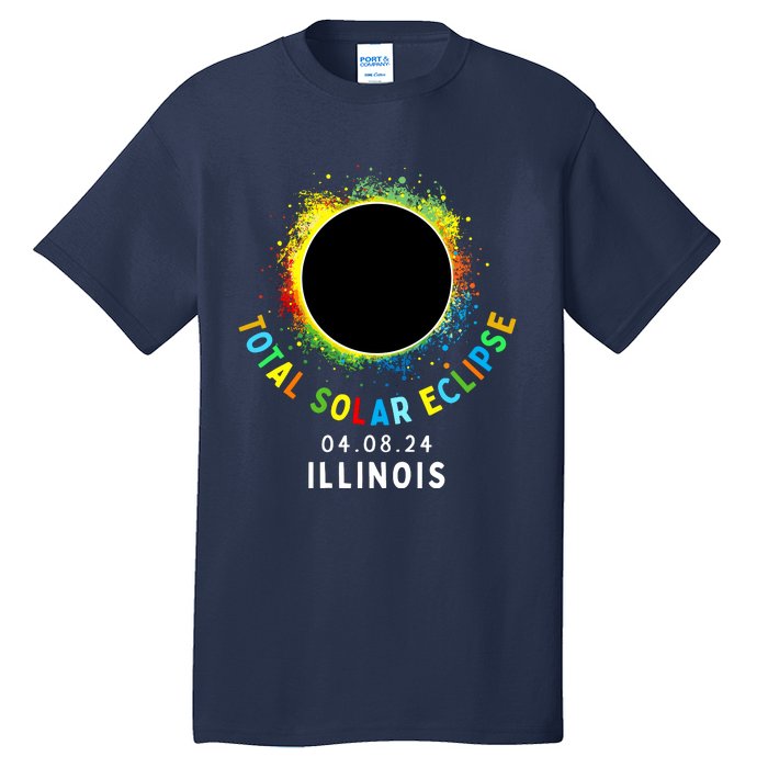 Illinois Total Solar Eclipse Totality April 8 2024 Tie Dye Tall T-Shirt