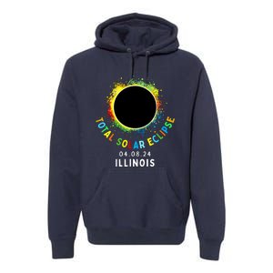 Illinois Total Solar Eclipse Totality April 8 2024 Tie Dye Premium Hoodie