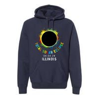 Illinois Total Solar Eclipse Totality April 8 2024 Tie Dye Premium Hoodie