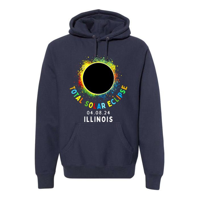 Illinois Total Solar Eclipse Totality April 8 2024 Tie Dye Premium Hoodie